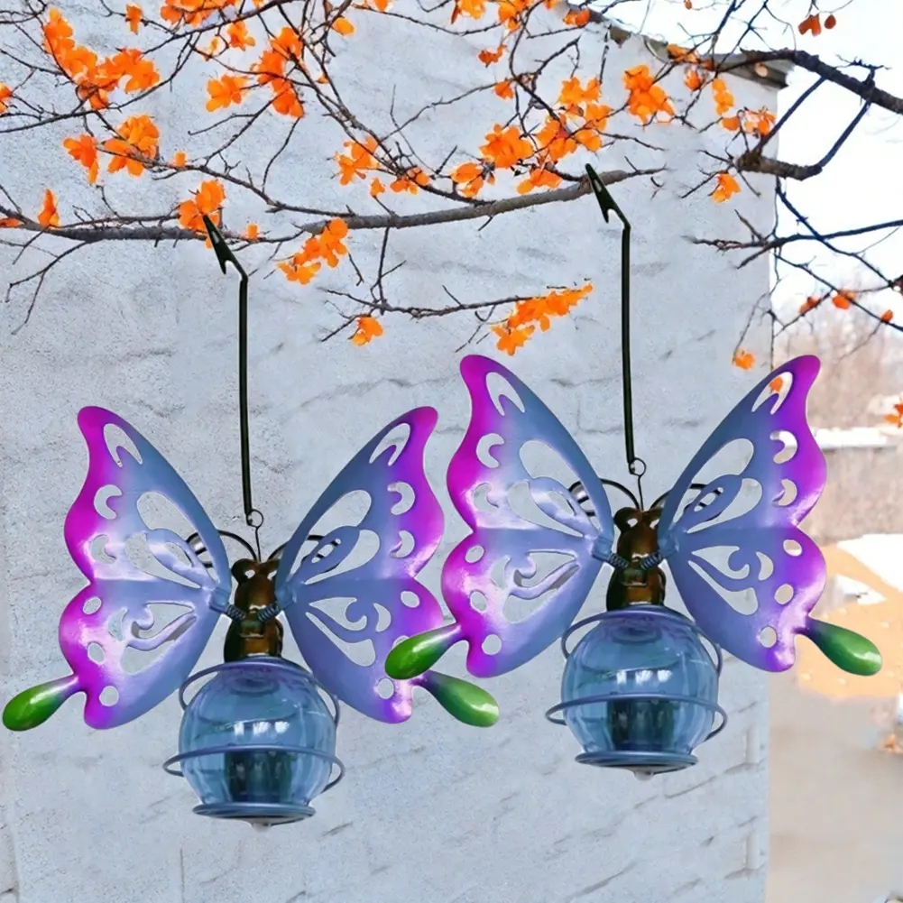 Solar-Powered Hanging Metal Insect Light P44 Waterproof Cute Statue Painted Iron Art Crafts Light Simulation Animal Solar Light