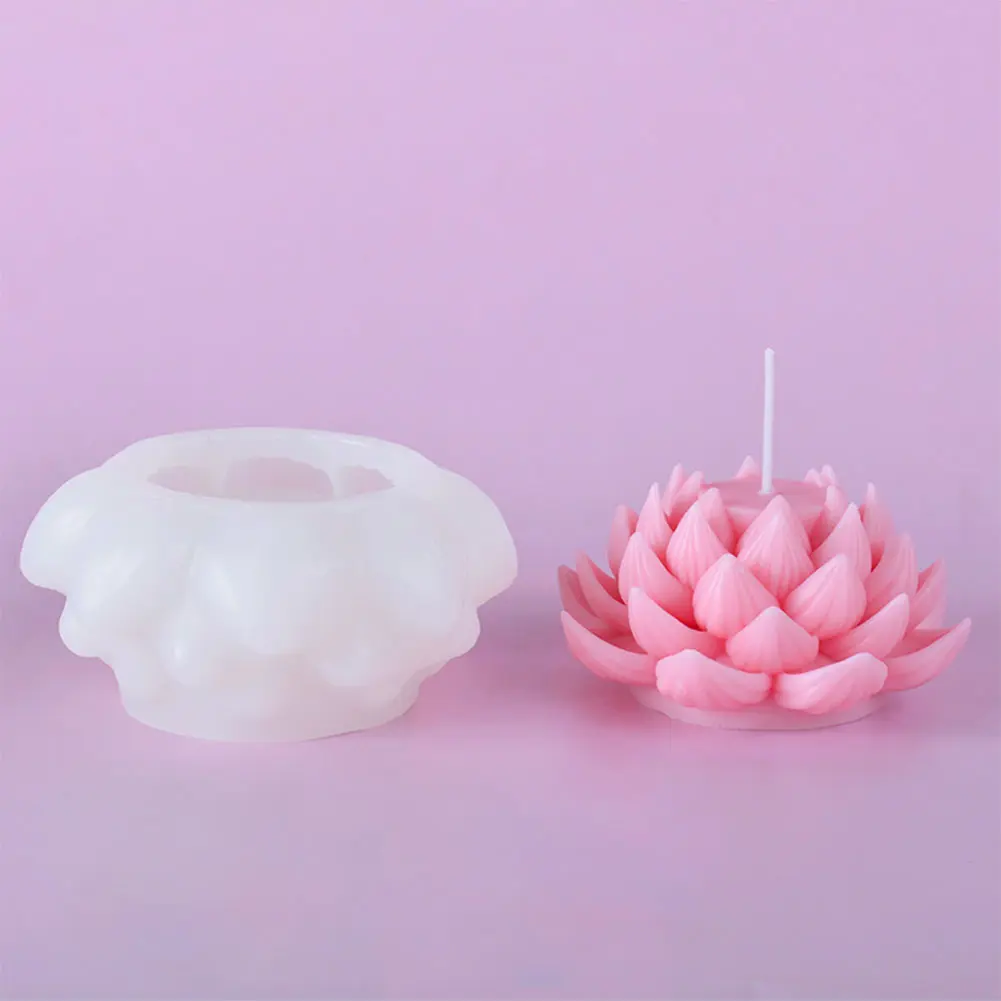 3D Lotus Shaped Candle Silicone Mold Lotus Cake Chocolate Silicone Mold Flower Peony Candle Mold Glue Plaster Crafts Mold