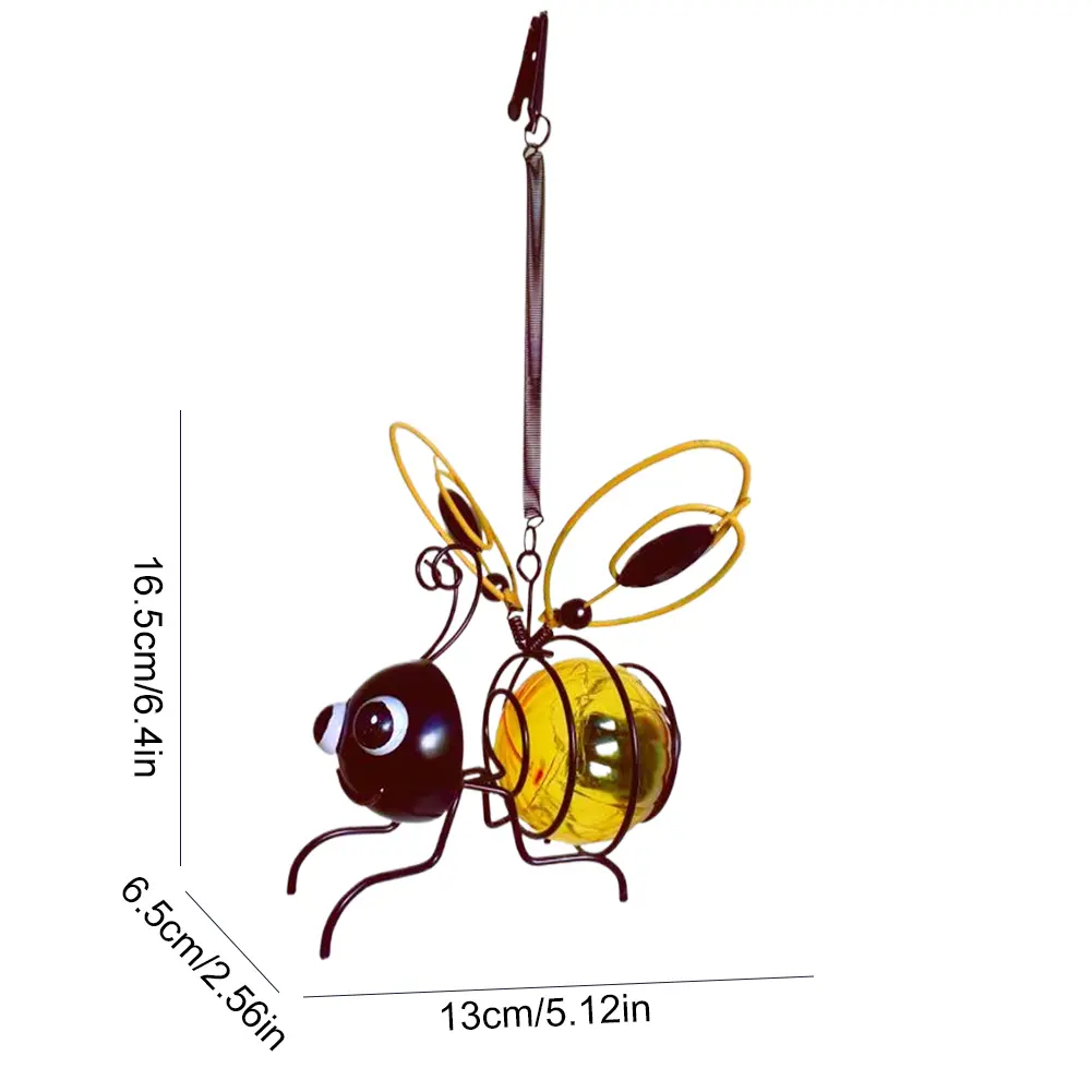 Solar-Powered Hanging Metal Insect Light P44 Waterproof Cute Statue Painted Iron Art Crafts Light Simulation Animal Solar Light