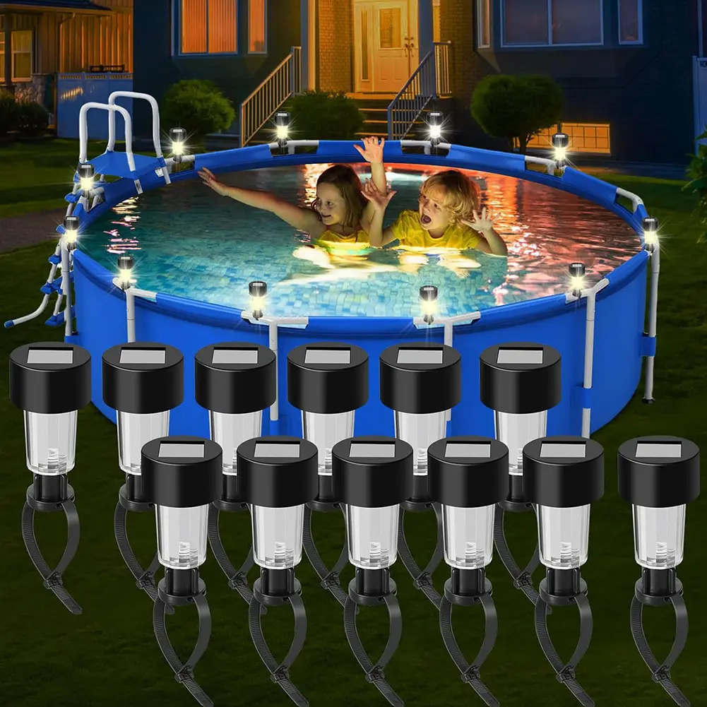 6PCS Solar Lamp Pool Lights Waterproof Warm LED Pool Solar Lights LED Lights Solar Lights Decor Swimming Pool Fence Yard Decor