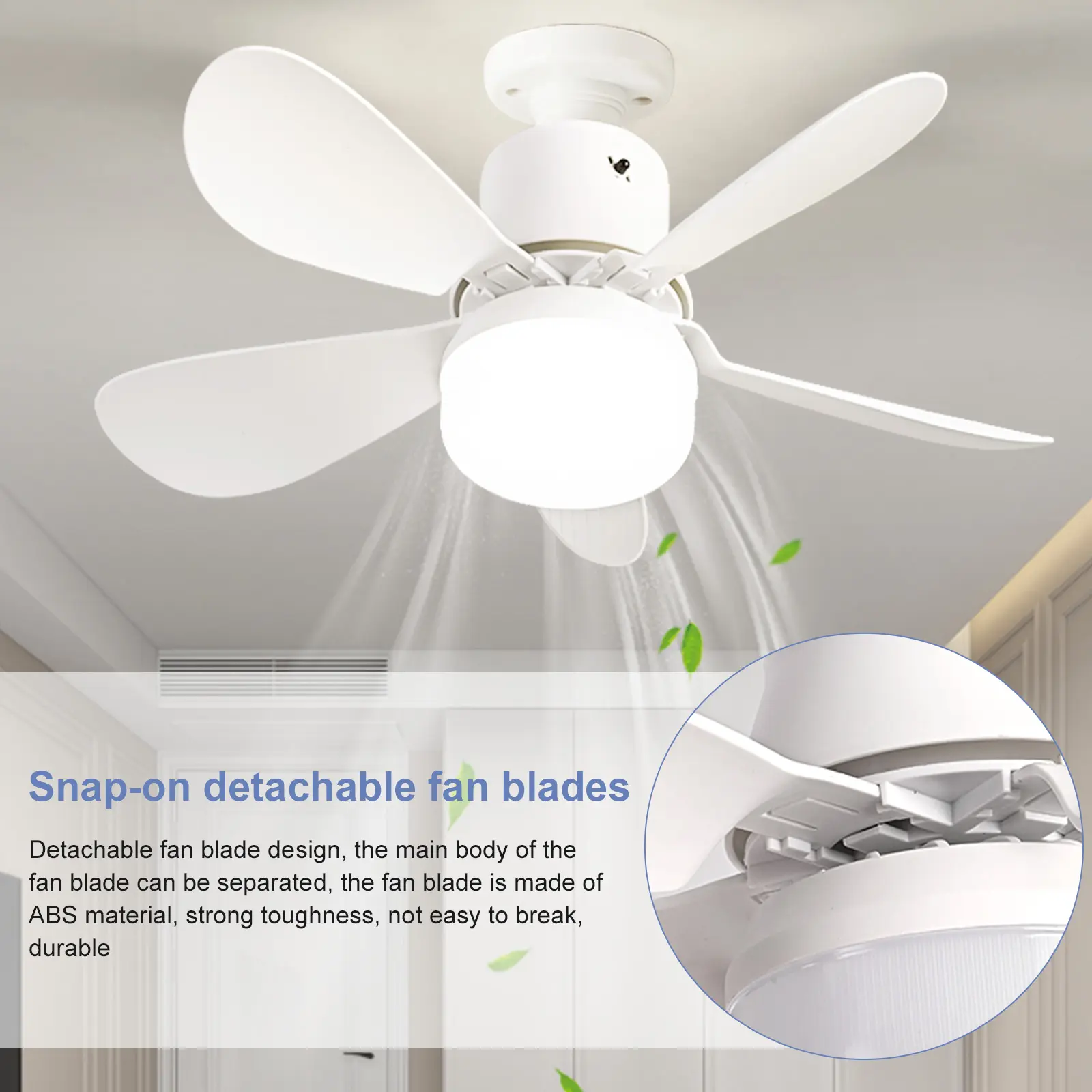 Ceiling Fan with Light Socket Ceiling Fan Remote Control LED Light Fan 3 Light Colors Socket Fan Light Low Noise for Dining Room