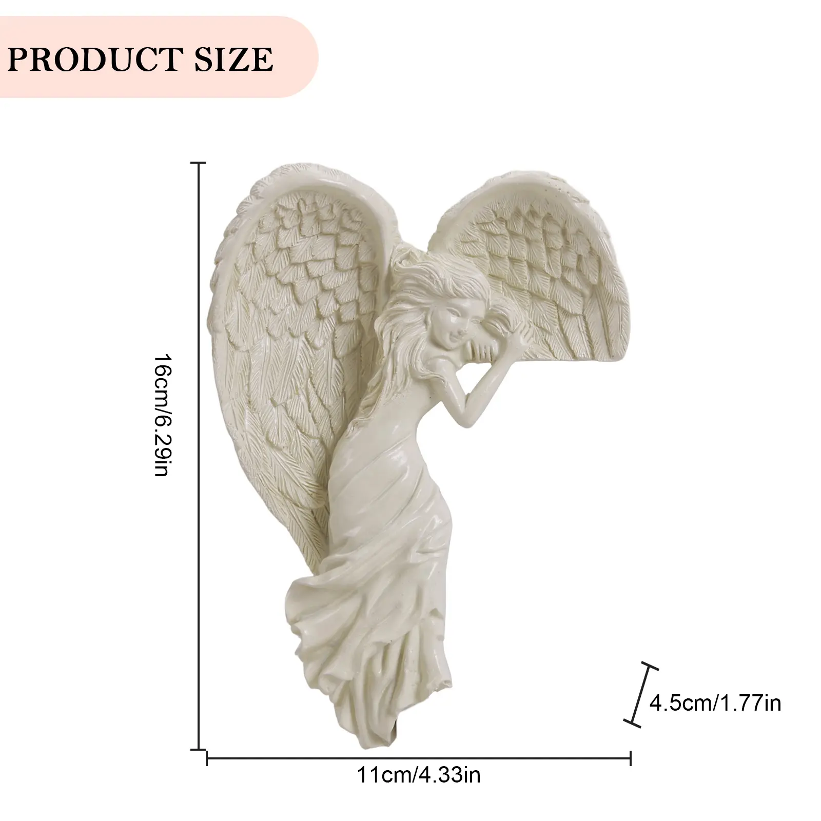 Resin Angel Wing Sculpture Door Frame Ornament 3D Wall Hanging Angel Figurines Souvenirs Gift Home Decor for Garden Office Door