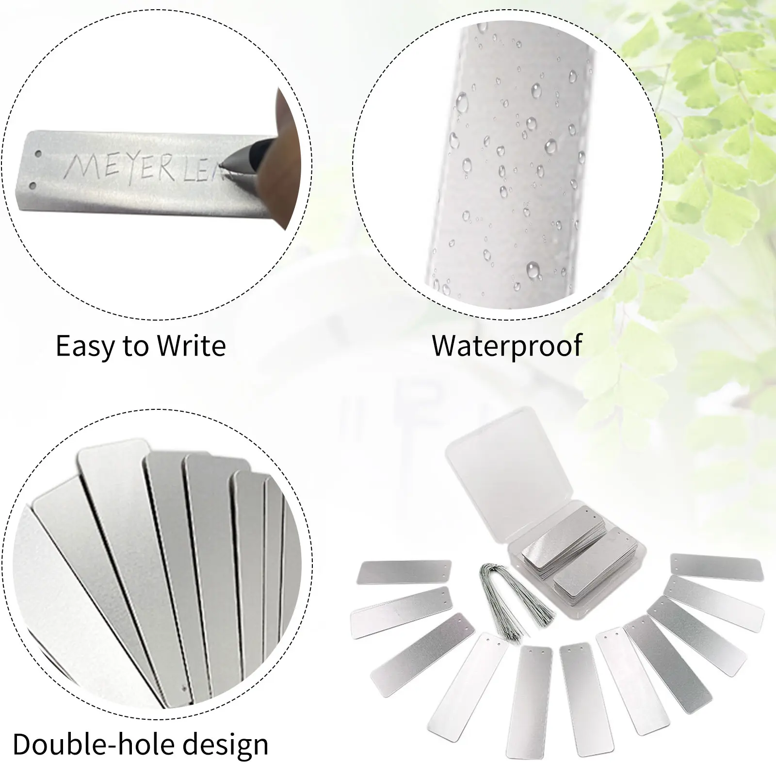 100Pcs Aluminum Plant Label with Metal Wires Double-Sided Plant Labels UV Resistant for Outdoor Garden Trees Record