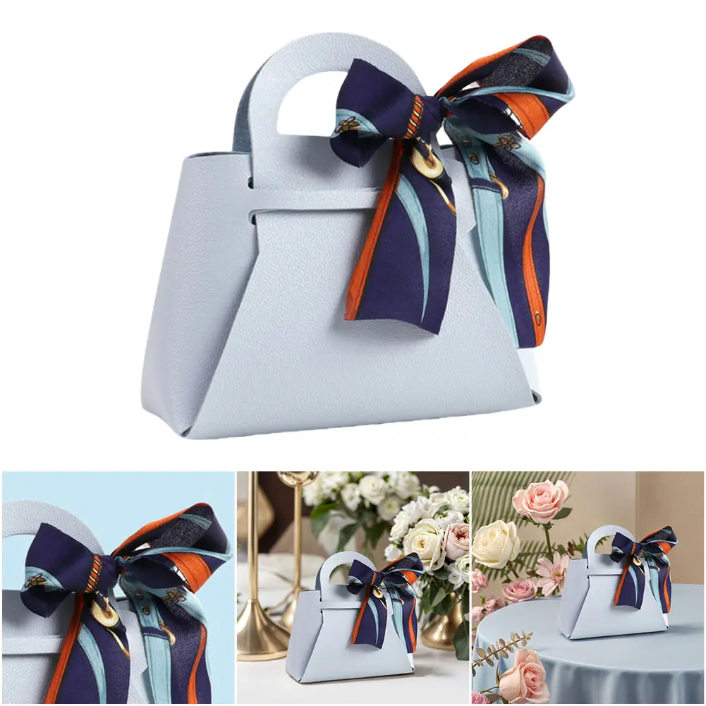 10Pcs Leather Gift Bags Wedding Favour Distributions Bags Candy Packaging Box Mini Handbag for Baby Showers Birthday Wedding