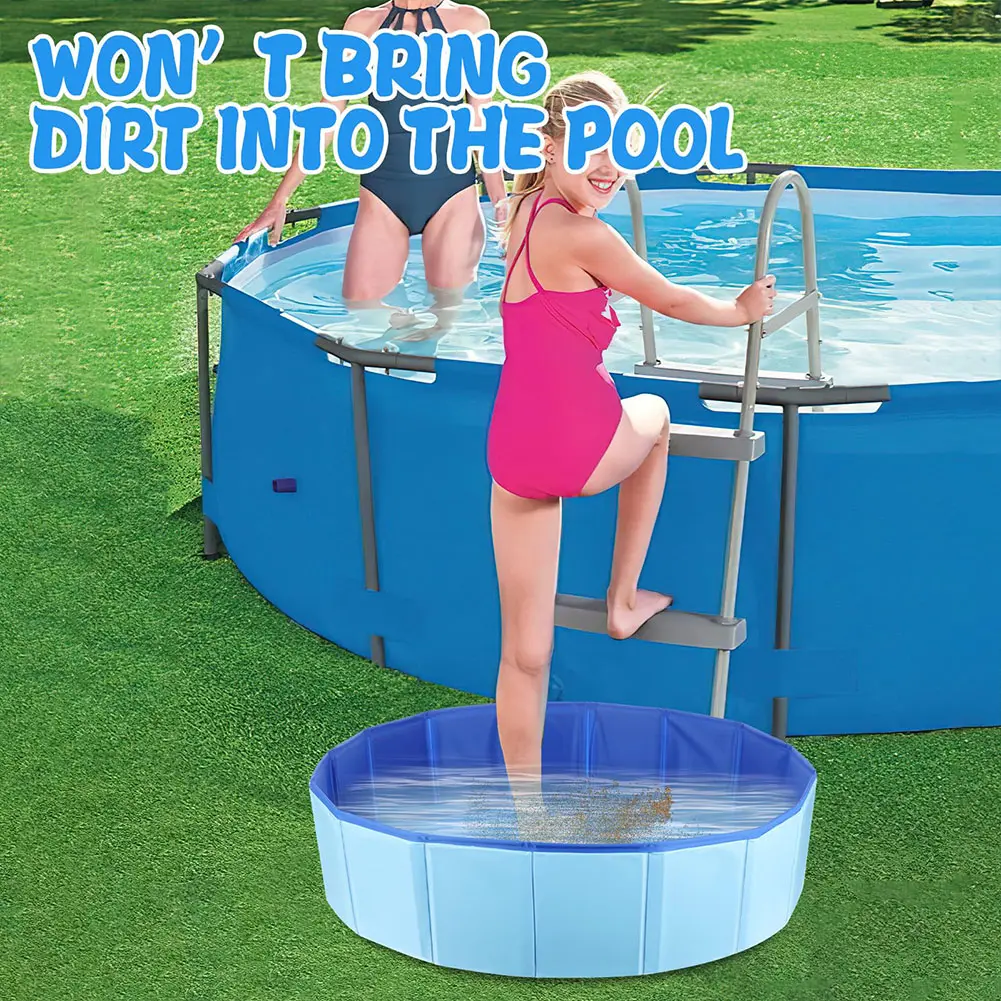 Collapsible Pool Foot Bath Inflatable-Free Foot Soaking Bath Basin Foot Wash Basin Tub for Swimming Pool Entrance Foot Bath Tray