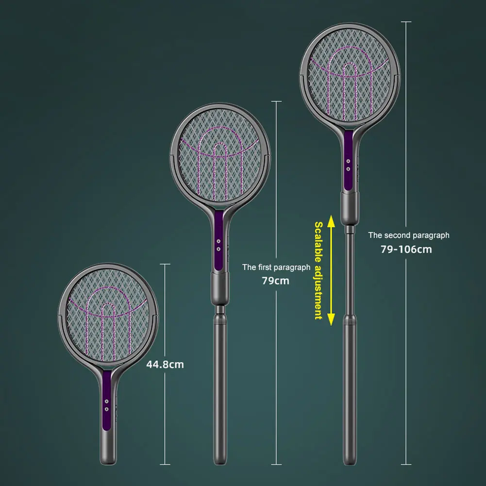Rotating Head Electric Fly Swatter Rechargeable Mosquito Swatter Fly Killer and Mosquito Trap Lamp for Summer Bedroom Supplies