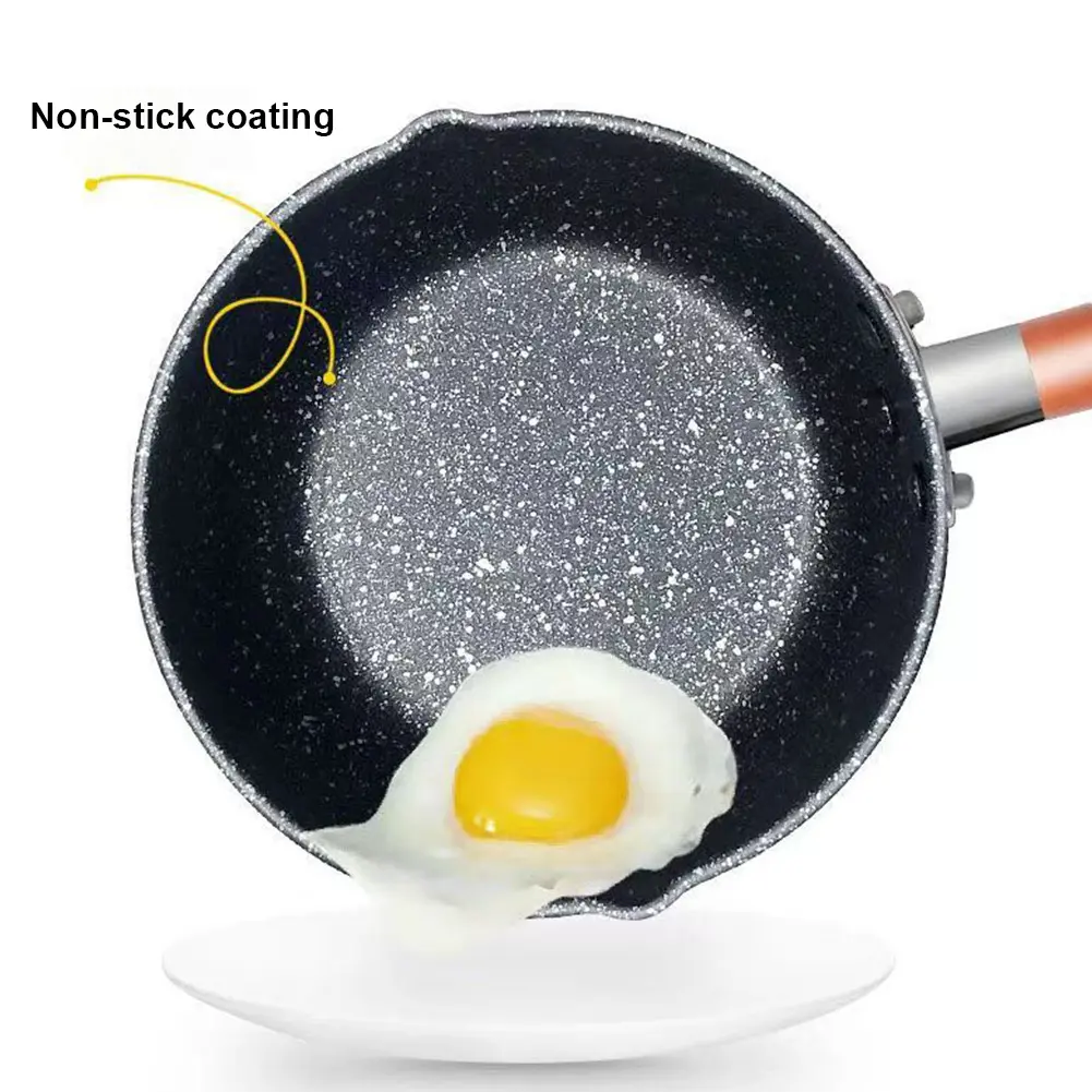 Nonstick Sauce Span Boiled Milk Pot Long Handle Induction Frying Pan with Lid Mini Soup Pot Universal for Milk Noodles Omelette