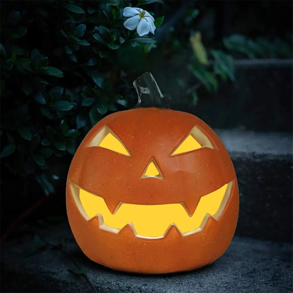 Halloween LED Pumpkin Lantern Glowing Pumpkin Decor Plastic Light Up Pumpkin Lighted Pumpkin Garden Patio Front Door Porch Decor