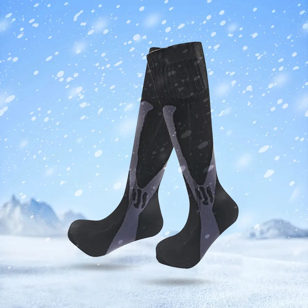 Electric Heated Socks Rechargeable Skiing Sock Fast Heating Outdoor Sport Socks Breathable Warm Winter Socks for Camping Hiking