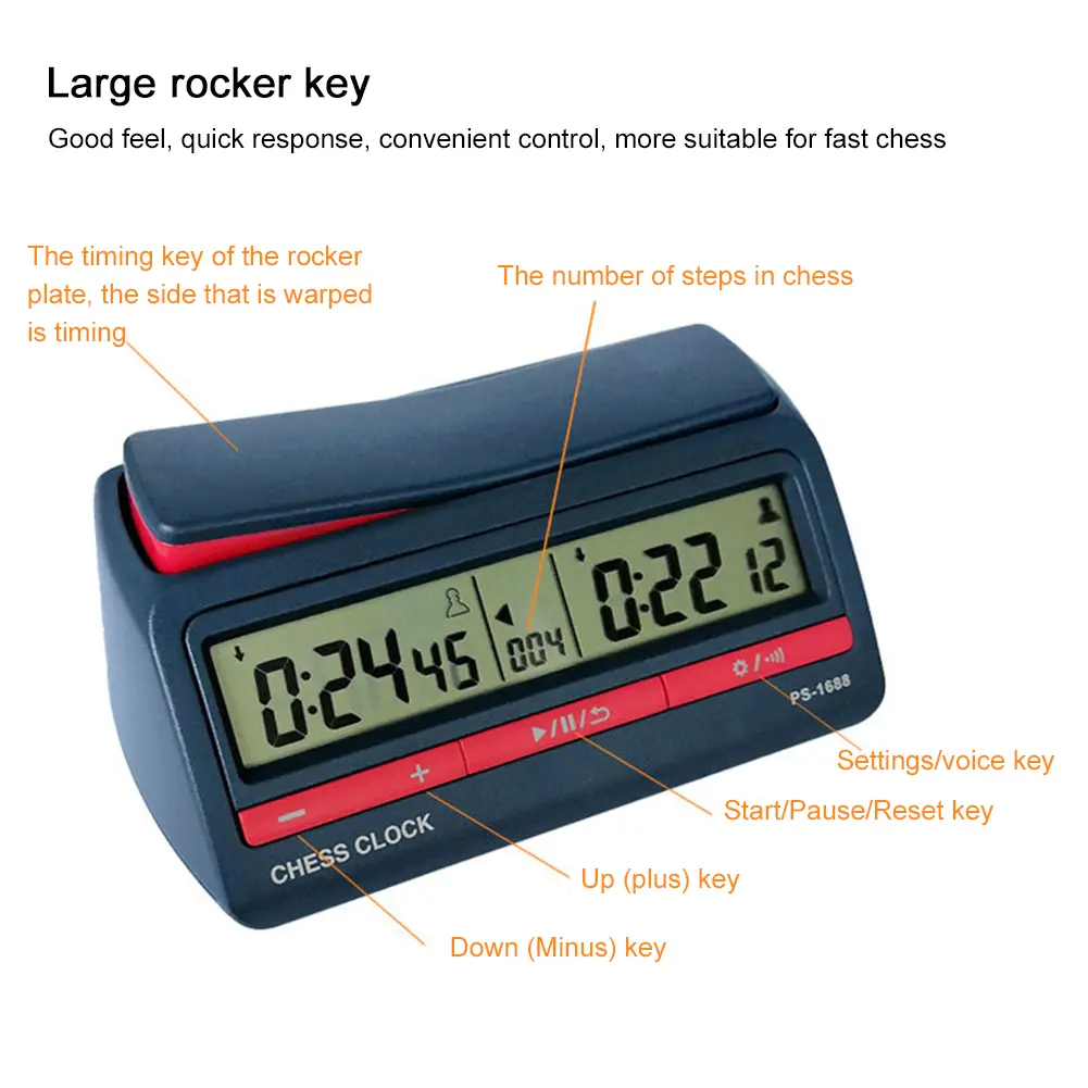 Competition Timer Professional Digital Chess Clock Plastic Battery Powered Multifunctional Lightweight for Family Personal Use