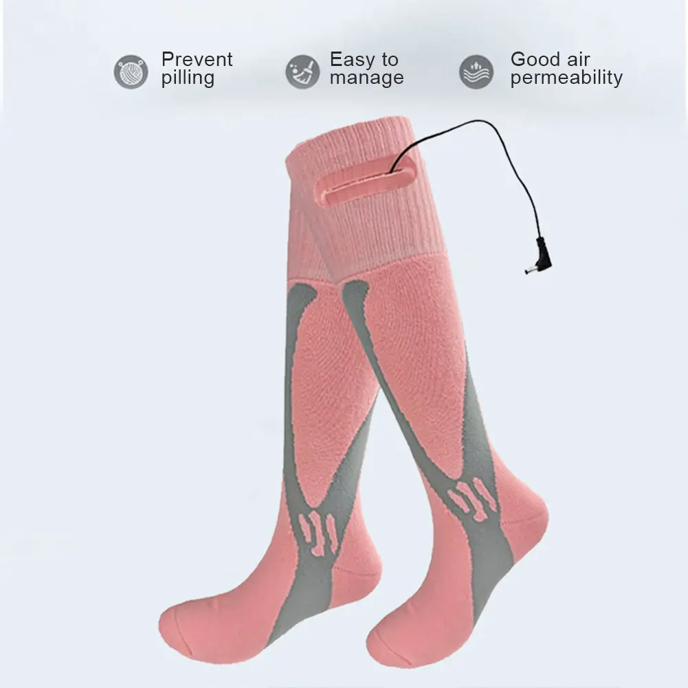 Electric Heated Socks Rechargeable Skiing Sock Fast Heating Outdoor Sport Socks Breathable Warm Winter Socks for Camping Hiking