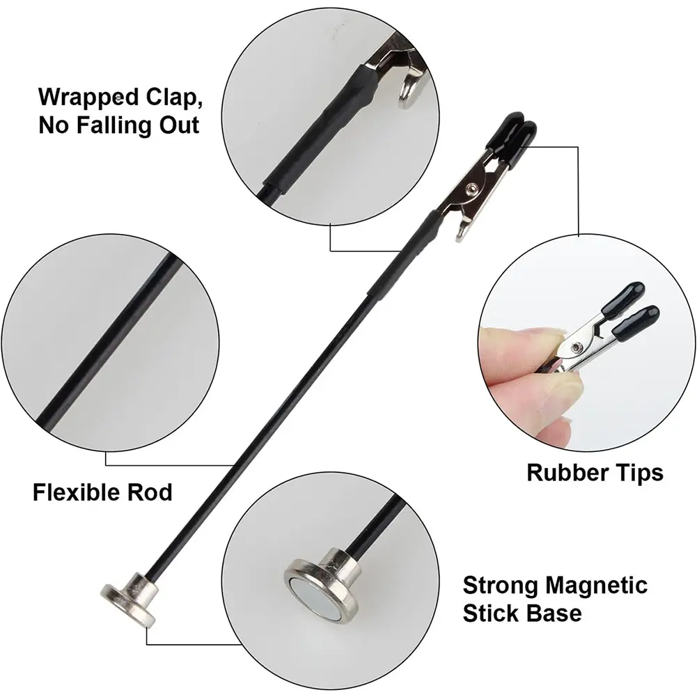Model Painting Stand Base Holder with 12PCS Alligator Clip Sticks with Rubber Tips Stand Base for Airbrush Spray Hobby DIY Card
