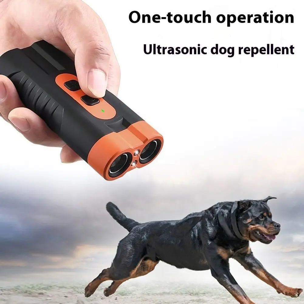 Ultrasonic Dog Repeller Rechargeable Dog Bark Deterrent Device with LED Flashlight Dog Training Device Dog Trainer Safe for Dogs