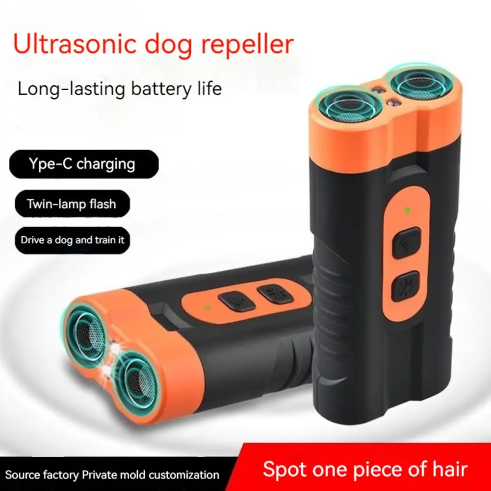Ultrasonic Dog Repeller Rechargeable Dog Bark Deterrent Device with LED Flashlight Dog Training Device Dog Trainer Safe for Dogs