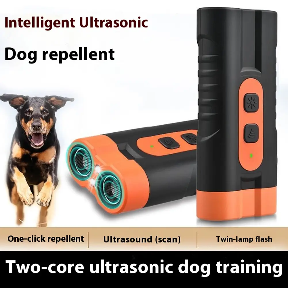 Ultrasonic Dog Repeller Rechargeable Dog Bark Deterrent Device with LED Flashlight Dog Training Device Dog Trainer Safe for Dogs