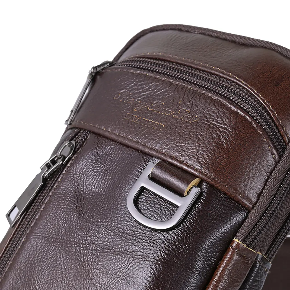 Men Simple Shoulder Bag Waterproof Leather Vintage Waist Pouch Lightweight Coin Phone Purse Male Travel Outdoor Bag