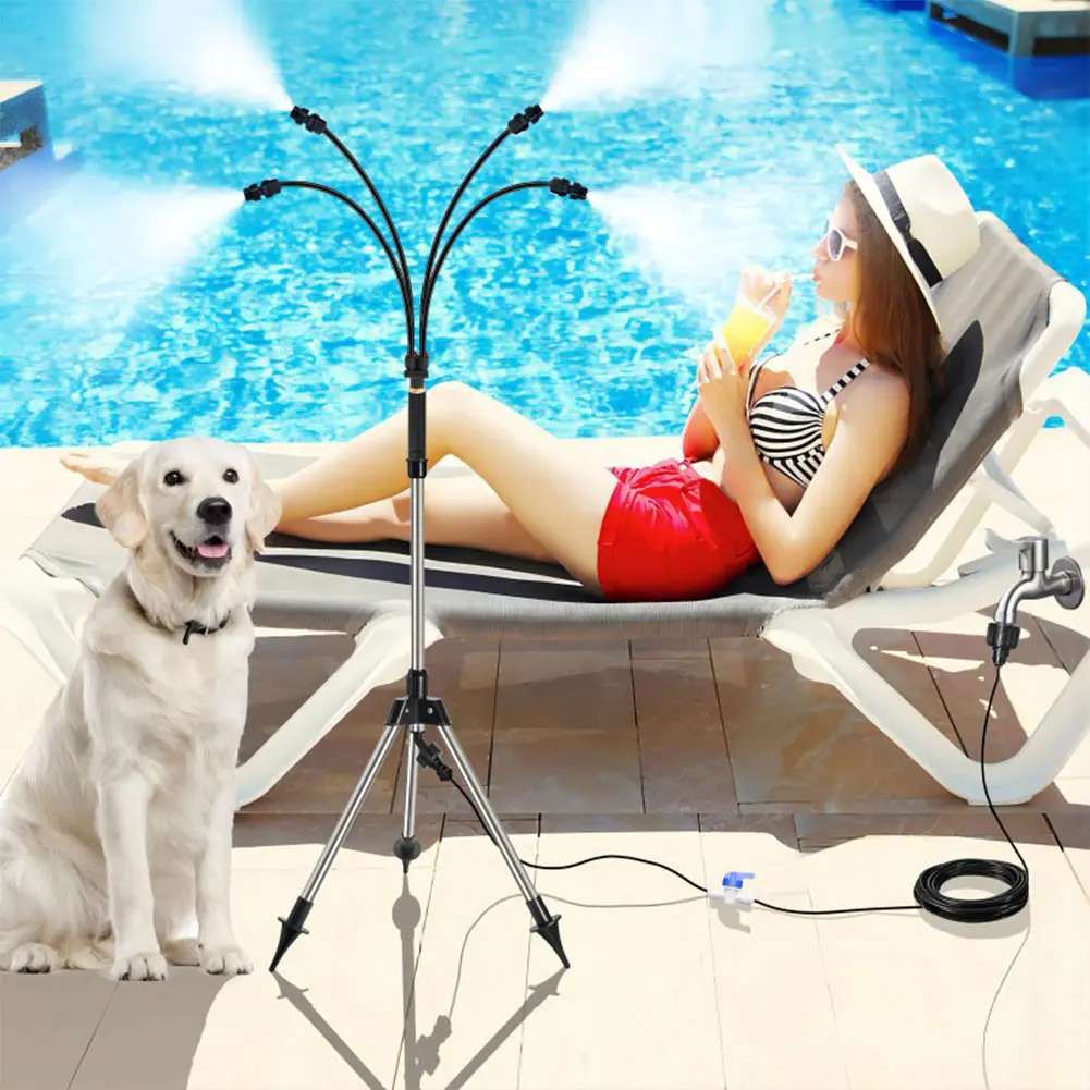 Stand Misting System Adjustable Height Portable Stand Mister Portable Misters for Outside for Water Mist Playing Patio Cooling