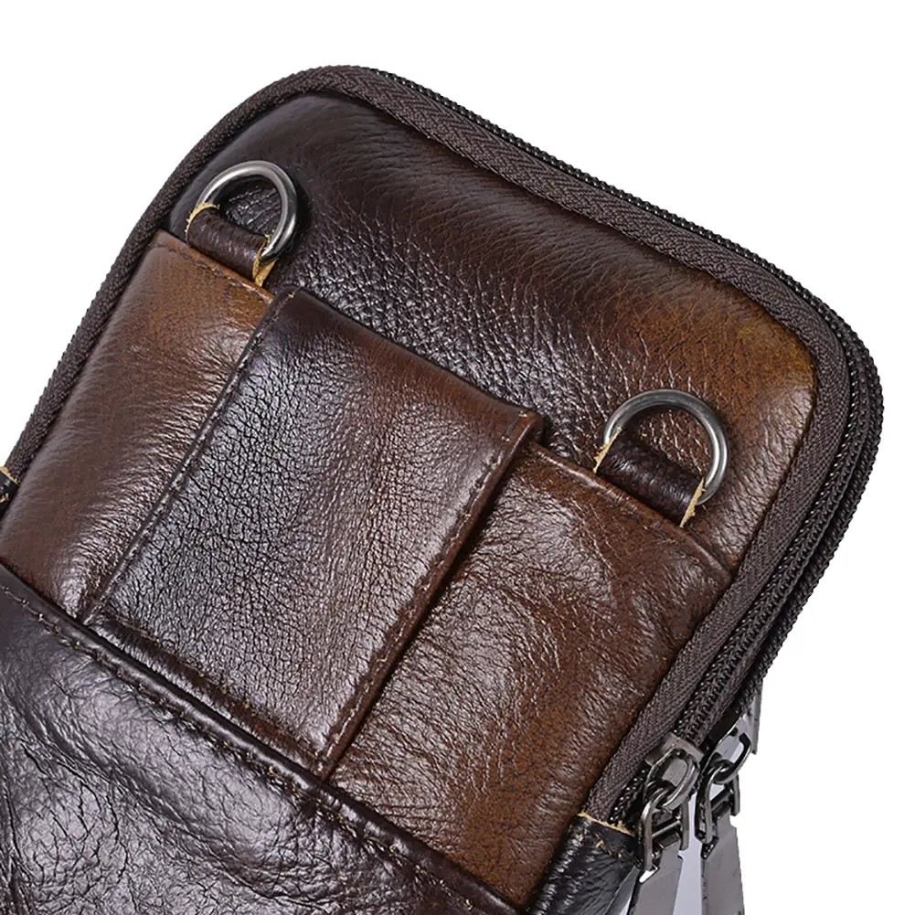 Men Simple Shoulder Bag Waterproof Leather Vintage Waist Pouch Lightweight Coin Phone Purse Male Travel Outdoor Bag