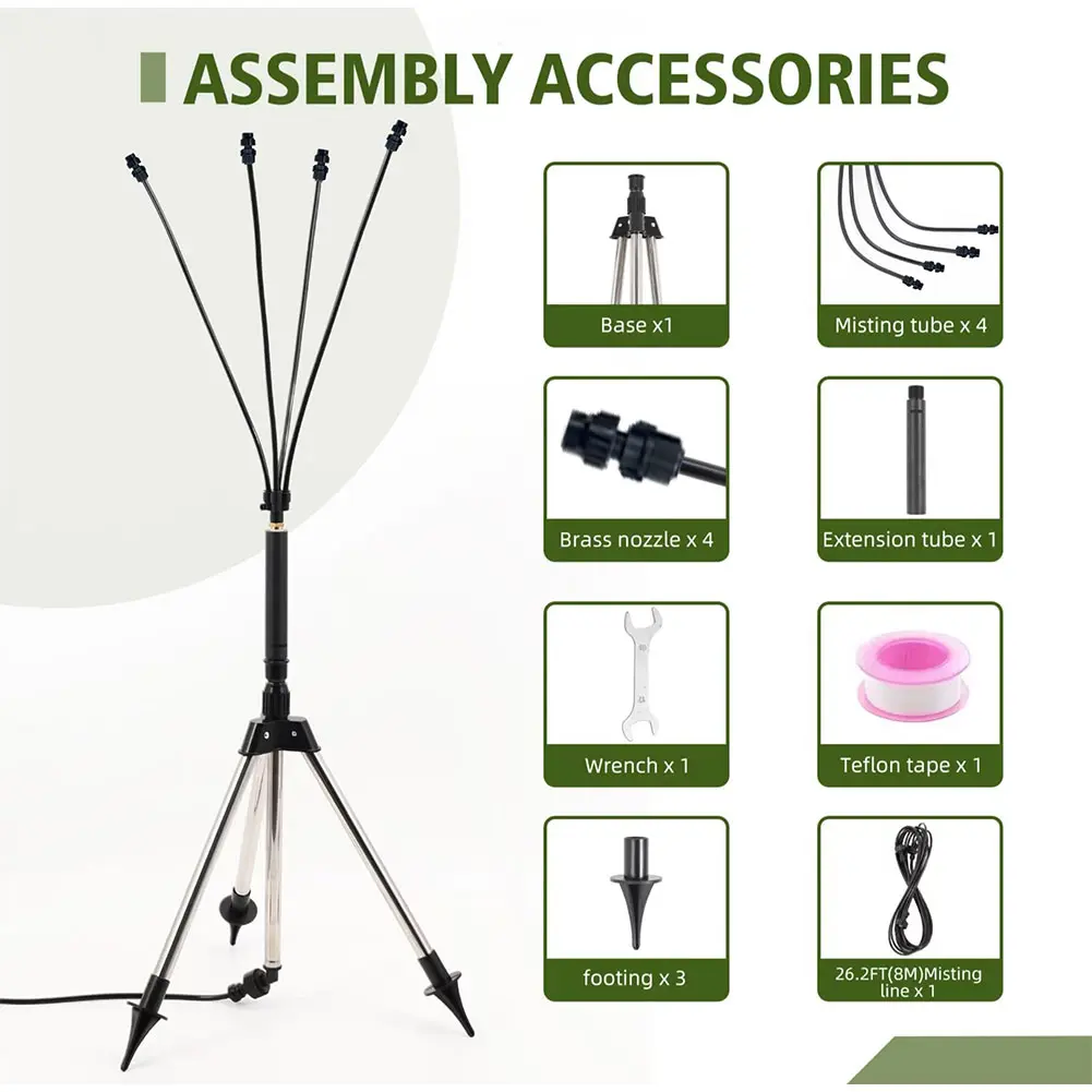 Stand Misting System Adjustable Height Portable Stand Mister Portable Misters for Outside for Water Mist Playing Patio Cooling