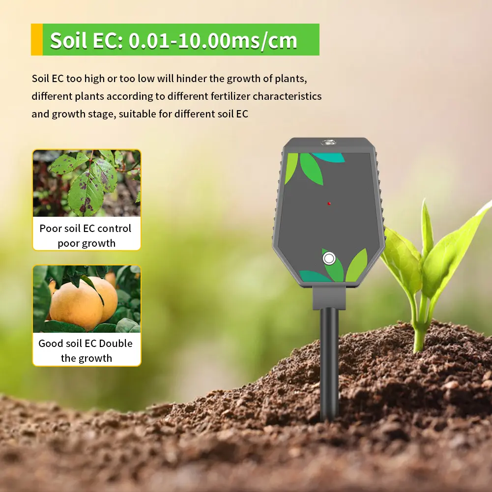 Profession Soil PH Meter Bluetooth-Compatible 8-in-1 Portable Temperature Humidity Tester Precise Soil Moisture Meter for Plants