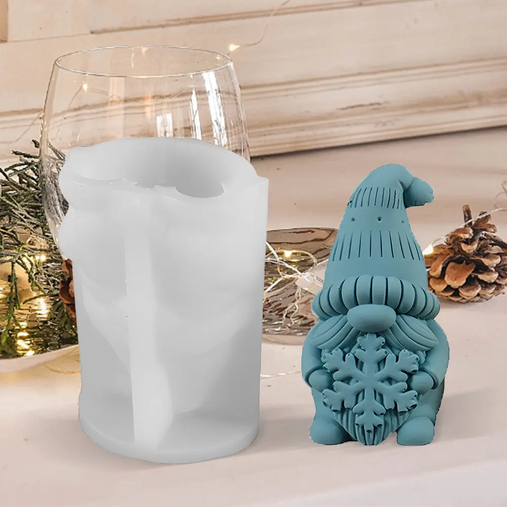2Pcs Silicone Gnome Moulds Gnome & Xmas Tree Mold Gnome & Snowflake Mold Christmas Goblin Casting Mould for Party Favors