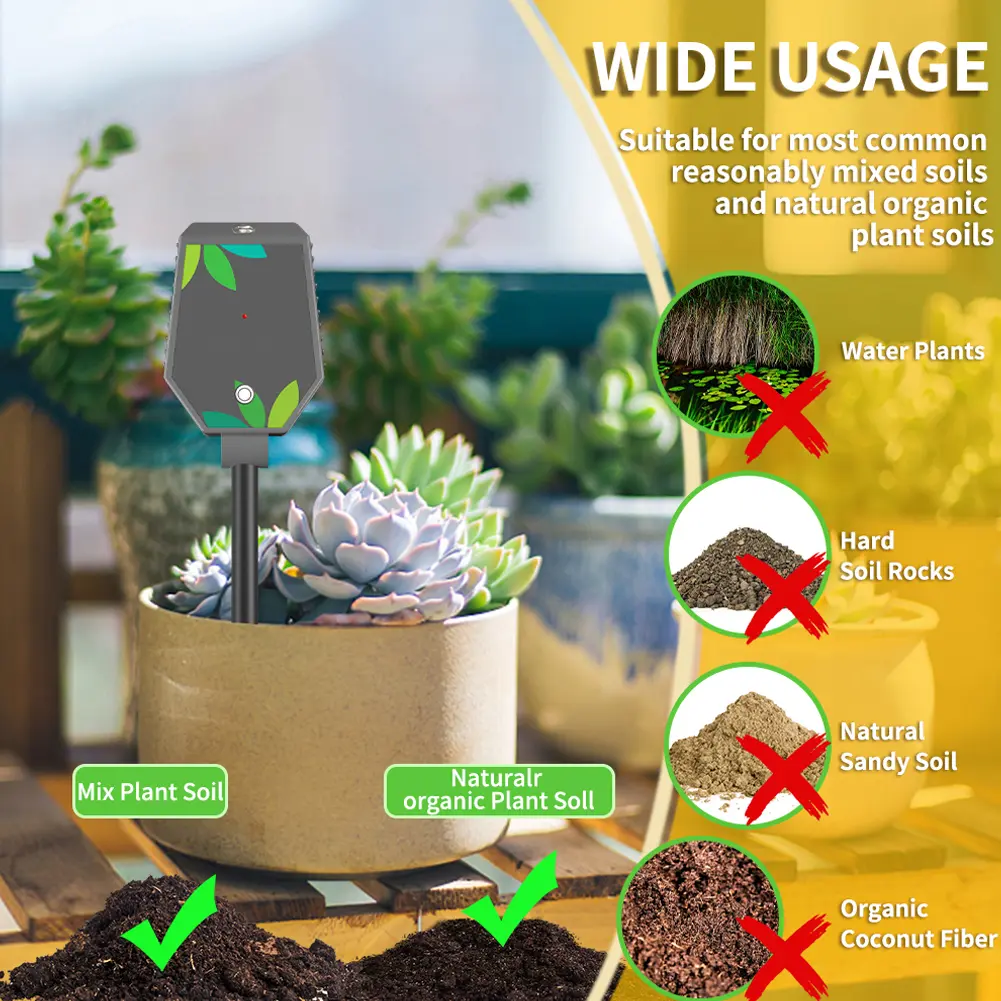 Profession Soil PH Meter Bluetooth-Compatible 8-in-1 Portable Temperature Humidity Tester Precise Soil Moisture Meter for Plants