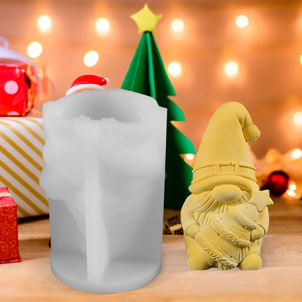 2Pcs Silicone Gnome Moulds Gnome & Xmas Tree Mold Gnome & Snowflake Mold Christmas Goblin Casting Mould for Party Favors