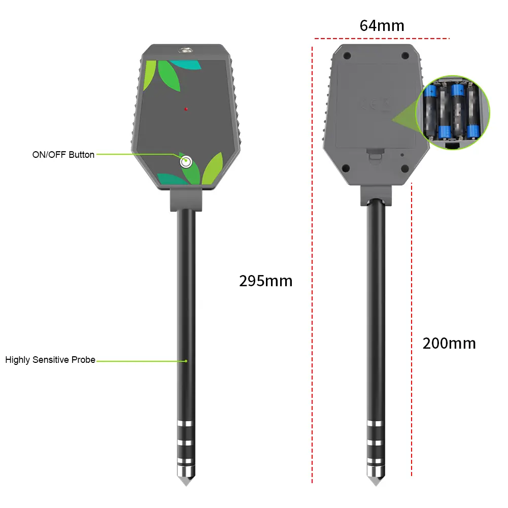 Profession Soil PH Meter Bluetooth-Compatible 8-in-1 Portable Temperature Humidity Tester Precise Soil Moisture Meter for Plants