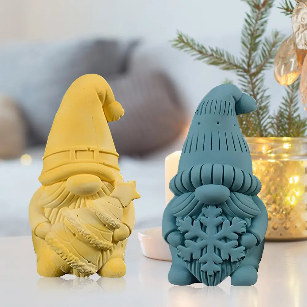 2Pcs Silicone Gnome Moulds Gnome & Xmas Tree Mold Gnome & Snowflake Mold Christmas Goblin Casting Mould for Party Favors