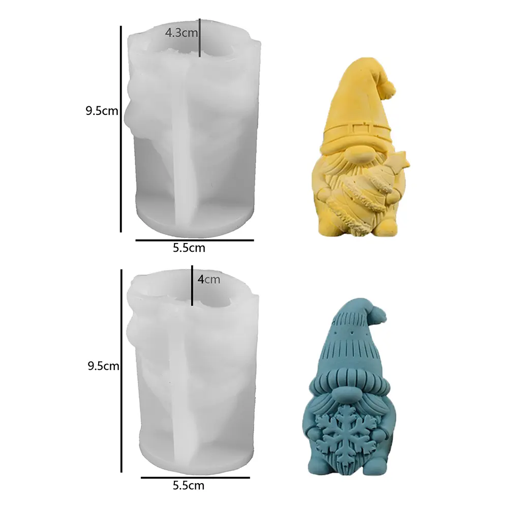 2Pcs Silicone Gnome Moulds Gnome & Xmas Tree Mold Gnome & Snowflake Mold Christmas Goblin Casting Mould for Party Favors
