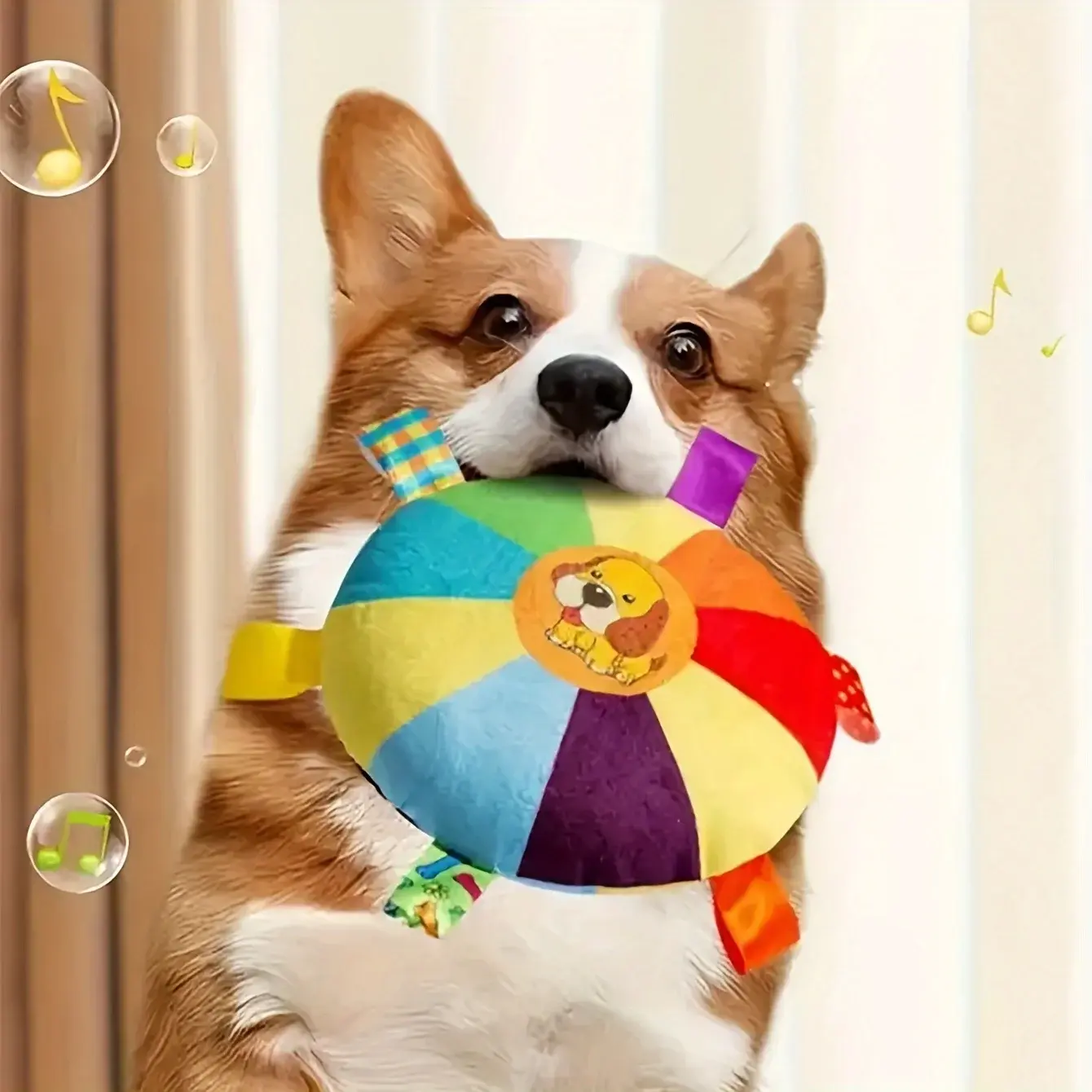 1Pc Interactive Plush Flying Disc Dog Toy With Sound, Durable Chew Toy For All Dog Breeds, Squeaky Dog Toy For Training And Play