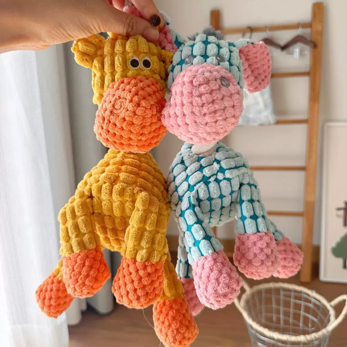 Cute Donkey Plush Toy for Dogs - Squeaky Chewable Interactive Pet Toy with Funny Sound, Soft Plush Puppy Teething Toy