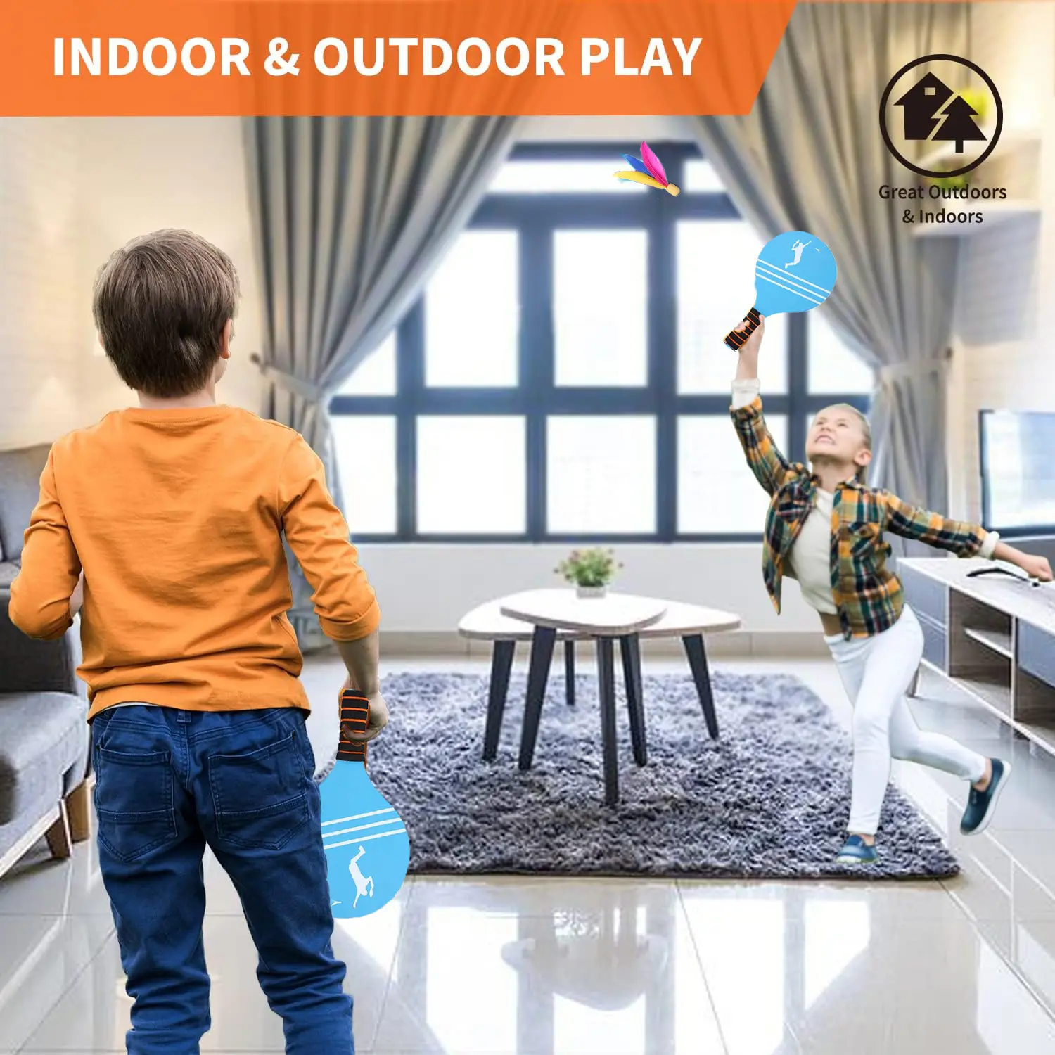Badminton Set for Children, Teenagers, and Adults - Indoor and Outdoor Beach Courtyard Family Games Wooden Races Toy Gifts