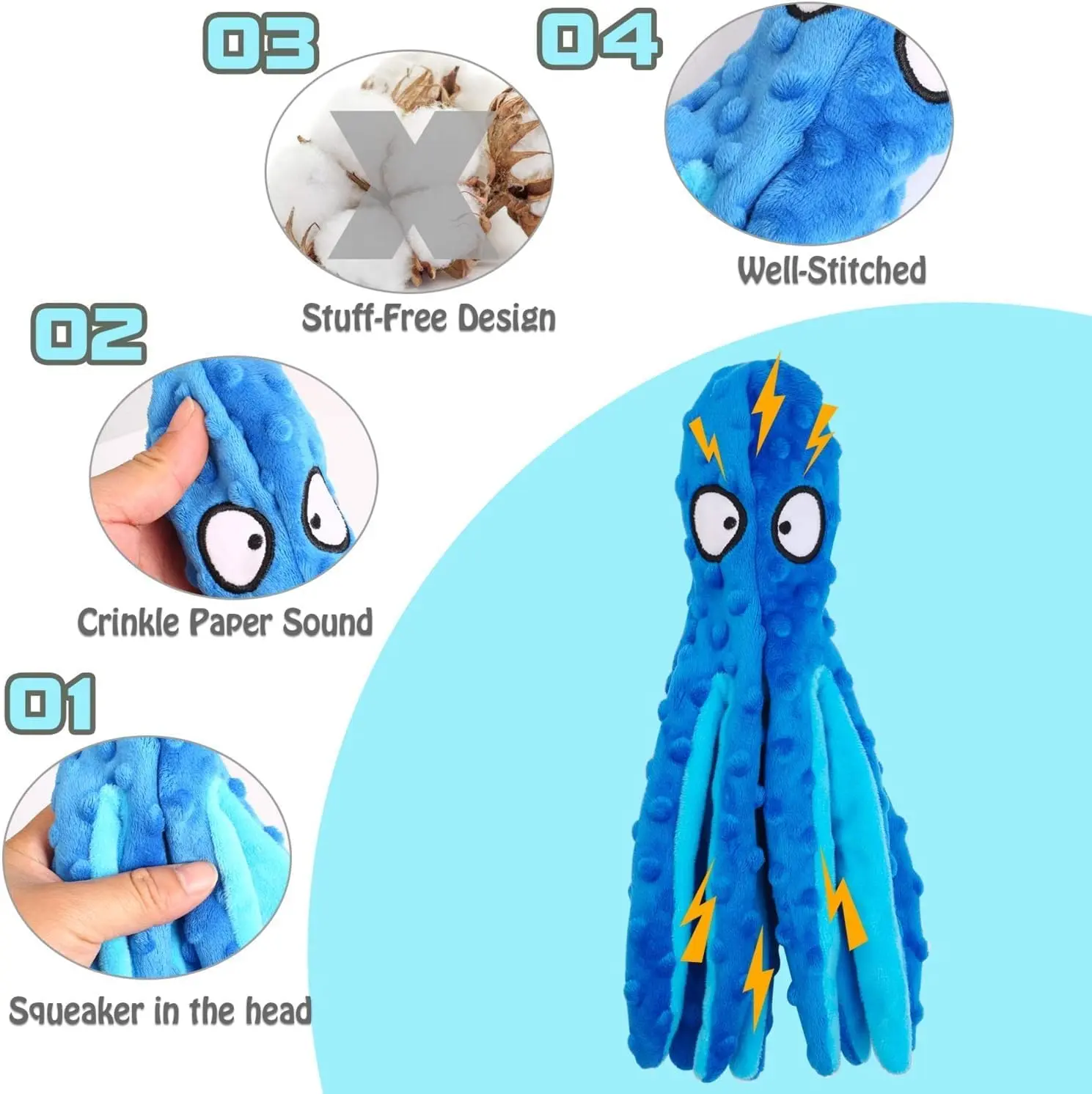 Squeaky Dog Toy Octopus Funny Pet Interactive Chew Toy for Small Large Dogs No Stuffing Intelligent Bite Resistance Pet Products