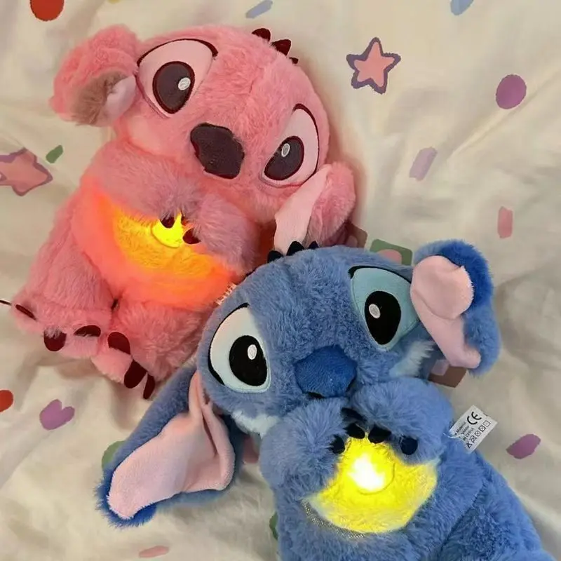 Hot selling Lilo&Stitch Plush Doll Breath Toy Child Peluche Kawaii Soothes Anime Baby Music Light Sleep Blue Stitch Toys Gift