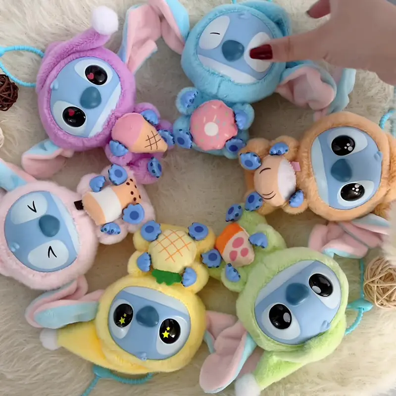 Kawaii Accessories Stitch Plush Toy Lilo&stitch Keychain Keyring Doll Eat Something Before Sleep Series Backpack Pendant New
