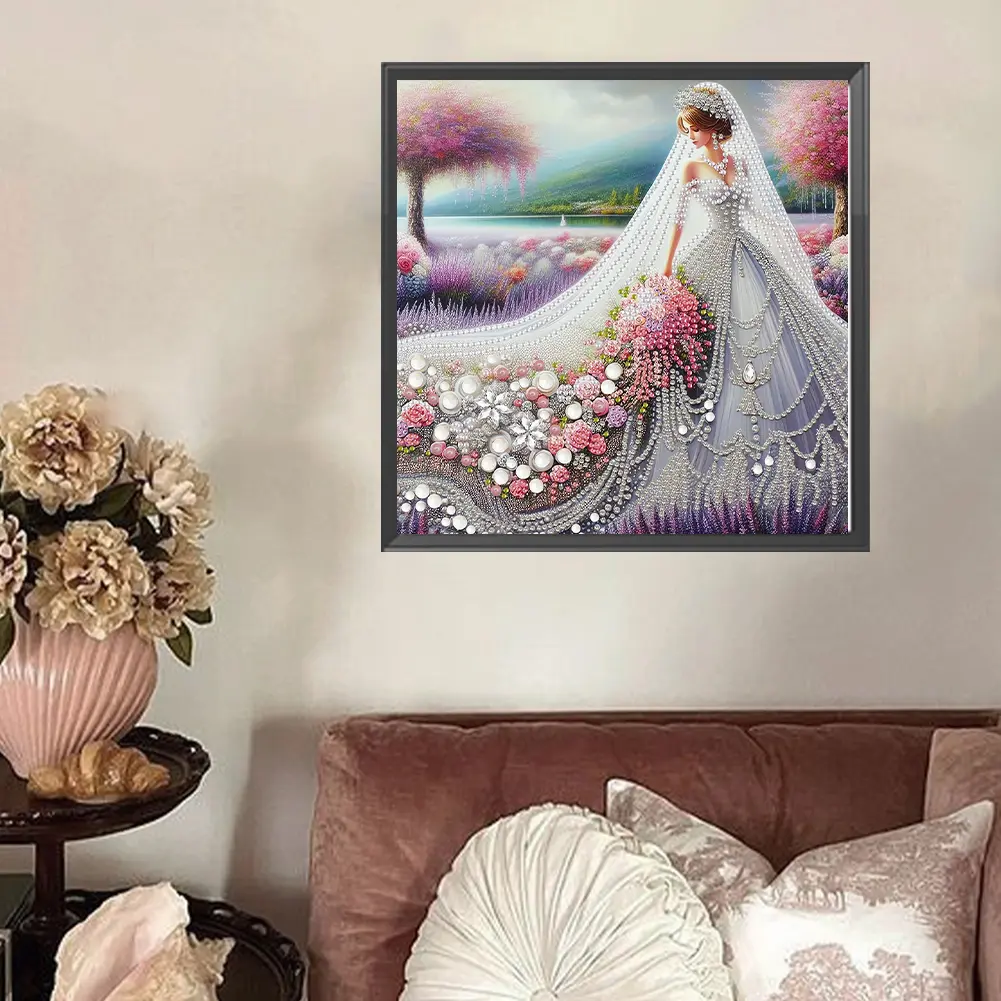 5D DIY Partial Special Shaped Drill Diamond Painting Kit Girl Decoration 30x30cm