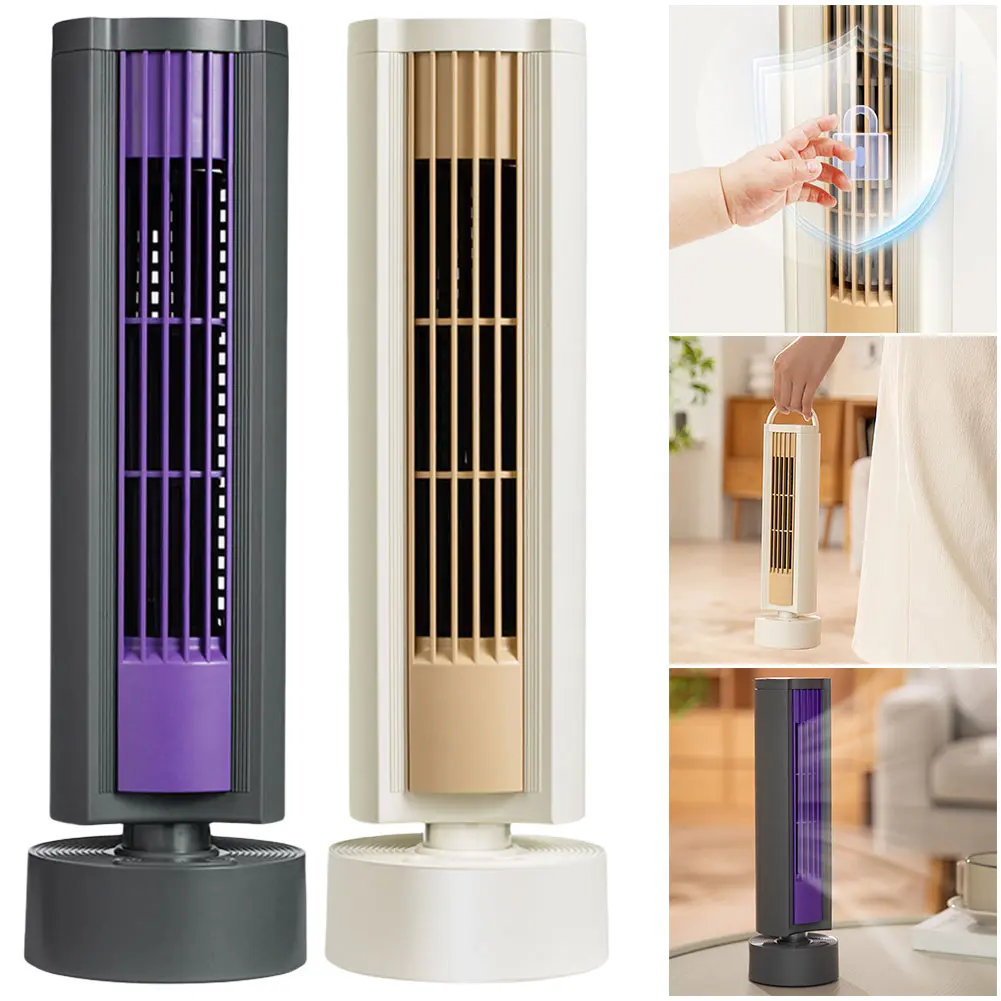 Portable Tower Fan Air Conditioner Fan 3 Speeds Bladeless Fan Quiet Oscillating Fan Standing Fan for Bedroom Living Room Office