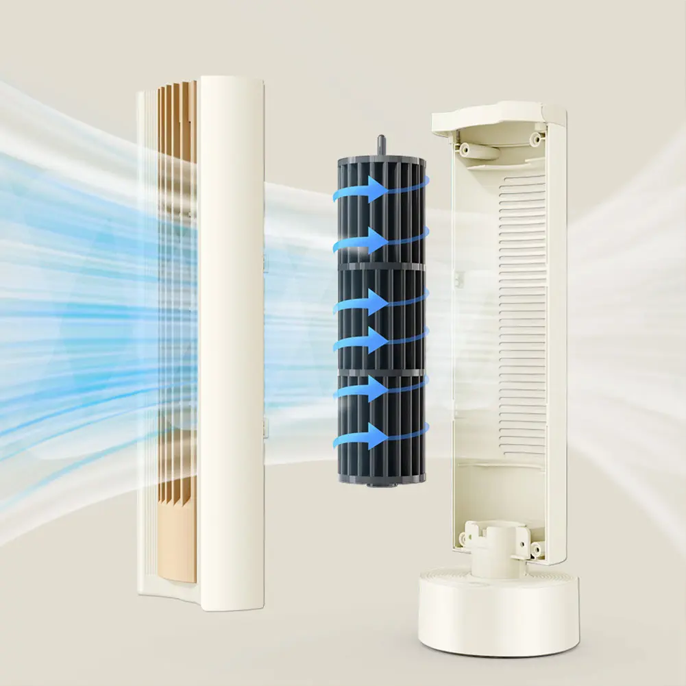 Portable Tower Fan Air Conditioner Fan 3 Speeds Bladeless Fan Quiet Oscillating Fan Standing Fan for Bedroom Living Room Office