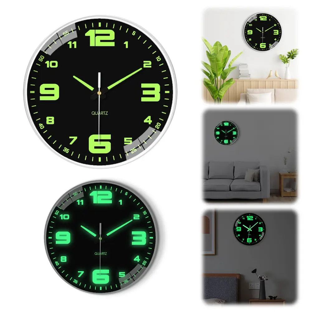 8Inch Silent Non-Ticking Wall Clocks Battery Operated Silent Light Up Wall Clocks for Living Room Bedroom Kitchen Bathroom Decor