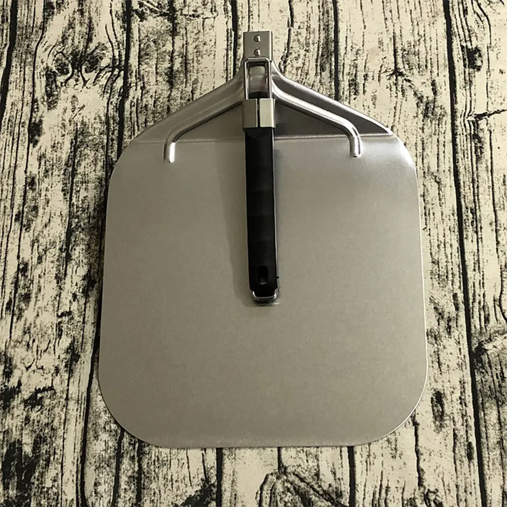 Stainless Steel Rectangular Pizza Shovel with Foldable Handle Pizza Turning Shovel Non-Stick Multi-function for Baking