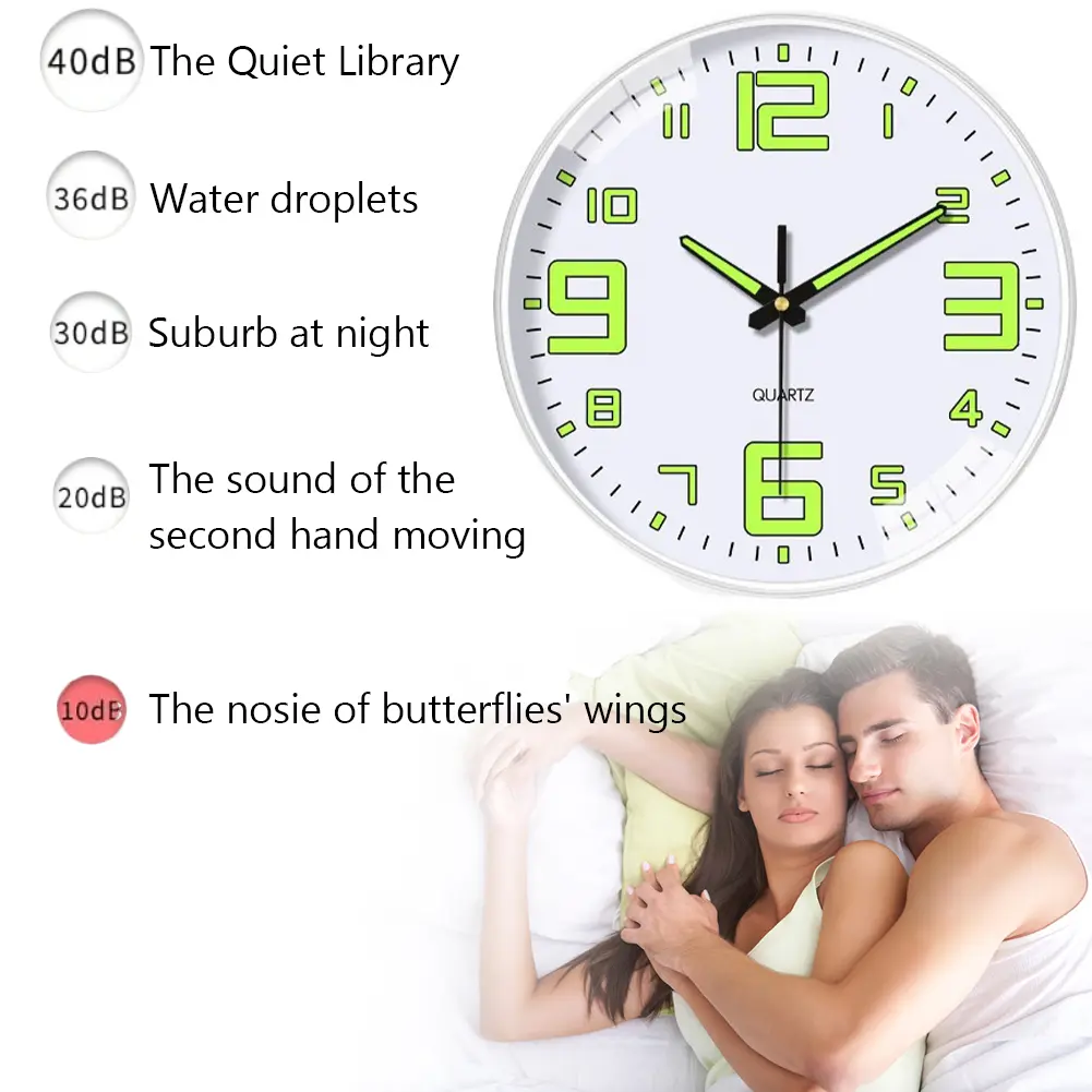 8Inch Silent Non-Ticking Wall Clocks Battery Operated Silent Light Up Wall Clocks for Living Room Bedroom Kitchen Bathroom Decor