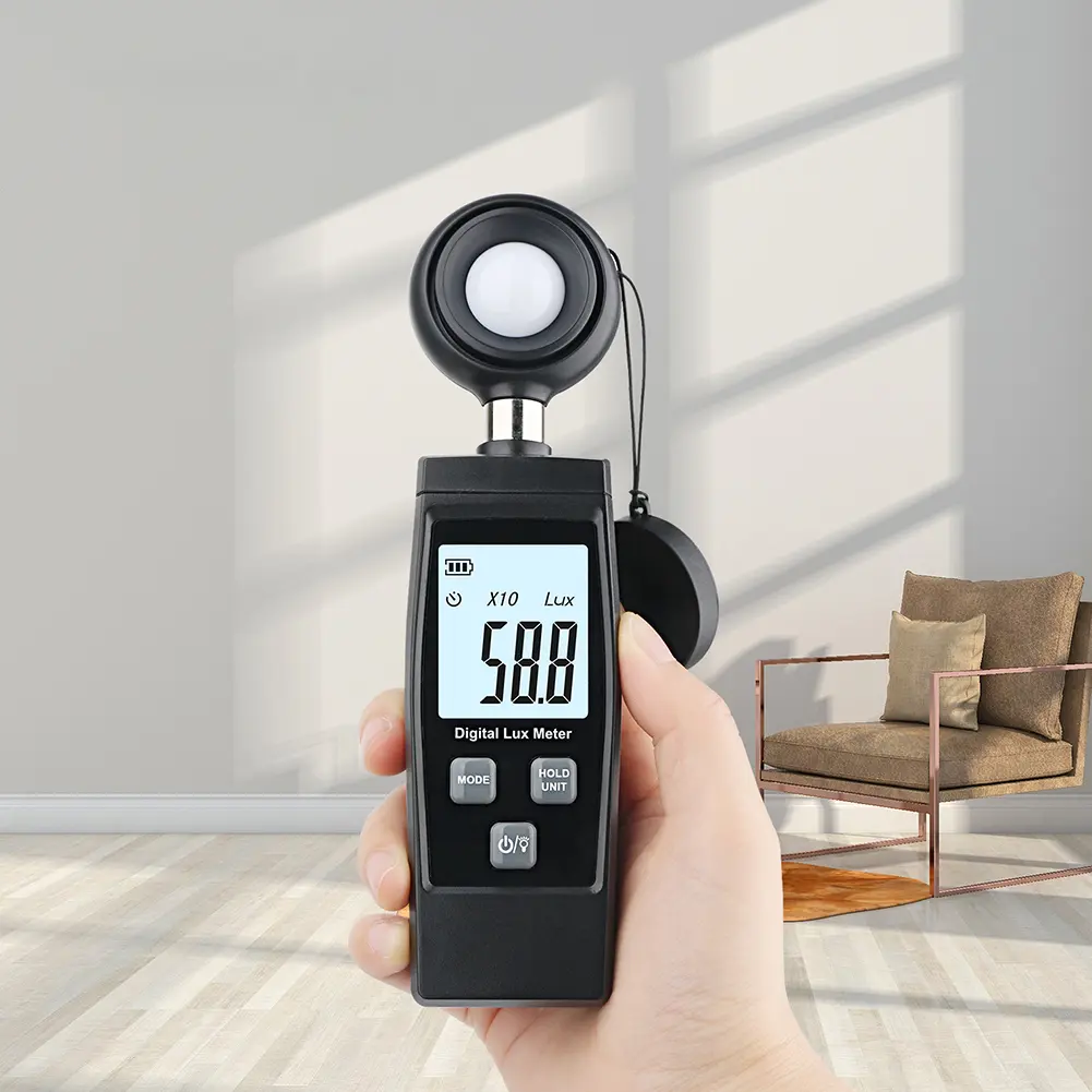Digital Handheld Illuminometer LCD Display Luminometer 0-200000 Lux Photometer High Accuracy Luxmeter Lux/FC Measure Tester