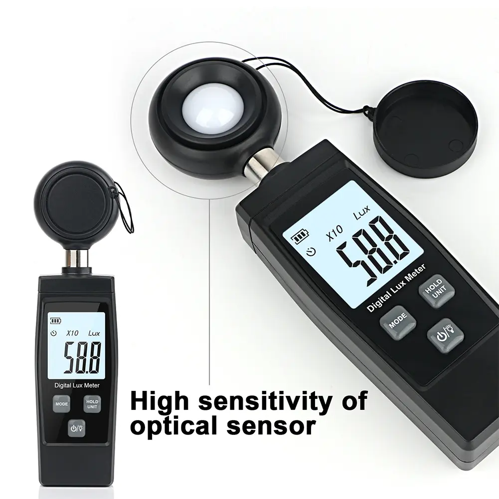 Digital Handheld Illuminometer LCD Display Luminometer 0-200000 Lux Photometer High Accuracy Luxmeter Lux/FC Measure Tester
