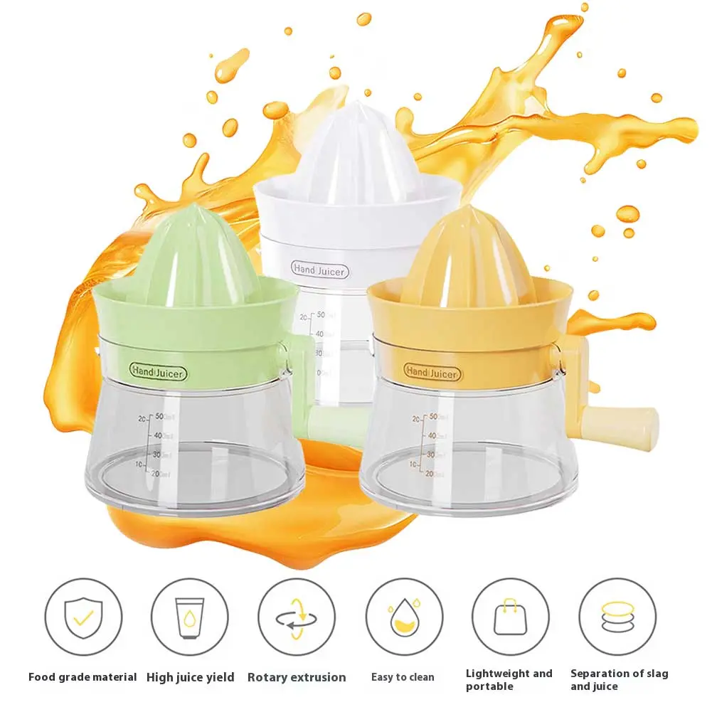 500ML Manual Juicer Hand Rotation Fruit Press with Measuring Container and Filter Multifunctional Orange Citrus Lime Juicing Cup