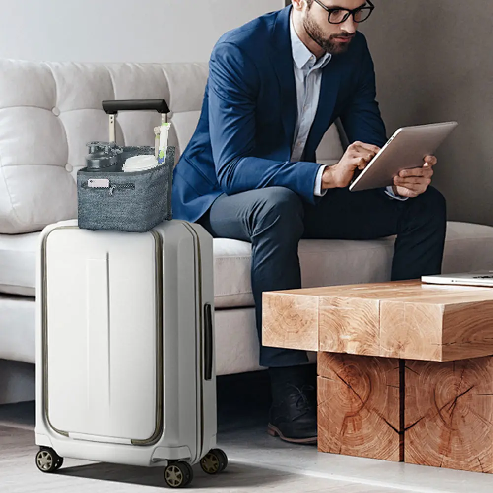 Luggage Travel Cup Holder Free Hand Suitcase Cup Holder Travel Luggage Drink Bottle Bag for Roll on Suitcase Handles