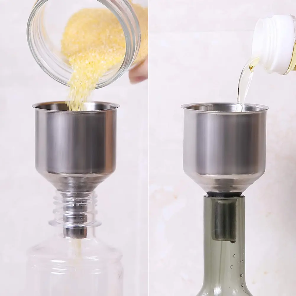 4Pcs Canning Funnel with Grip Handle Stainless Steel Canning Jar Lifter Multi-purpose Can Tongs for Transferring Spices Liquids