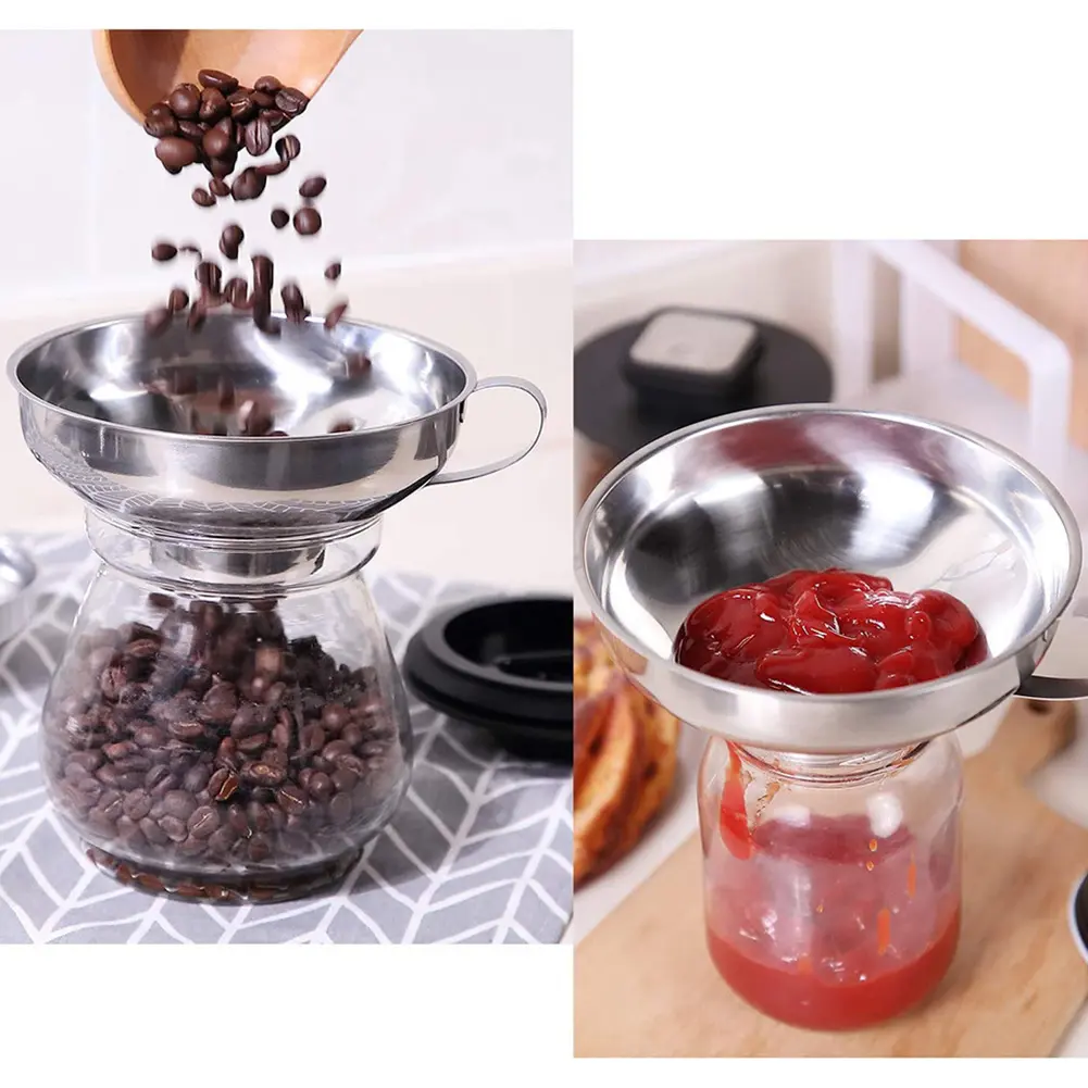 4Pcs Canning Funnel with Grip Handle Stainless Steel Canning Jar Lifter Multi-purpose Can Tongs for Transferring Spices Liquids