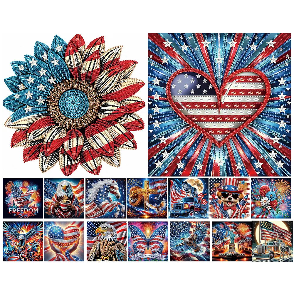 Diamond Painting independence Day Kit 5D DIY Handmade Art Crafts Partial Special Shaped Drill for Home Wall Hanging Decoration