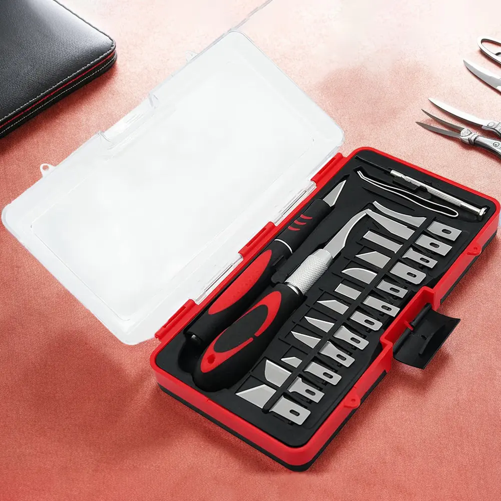18Pcs Craft Knife Anti-Slip Handle Hobby Knife Scalpel Craft Knife Set Carving Knife Set for Art Modeling Scrapbooking Sculpture
